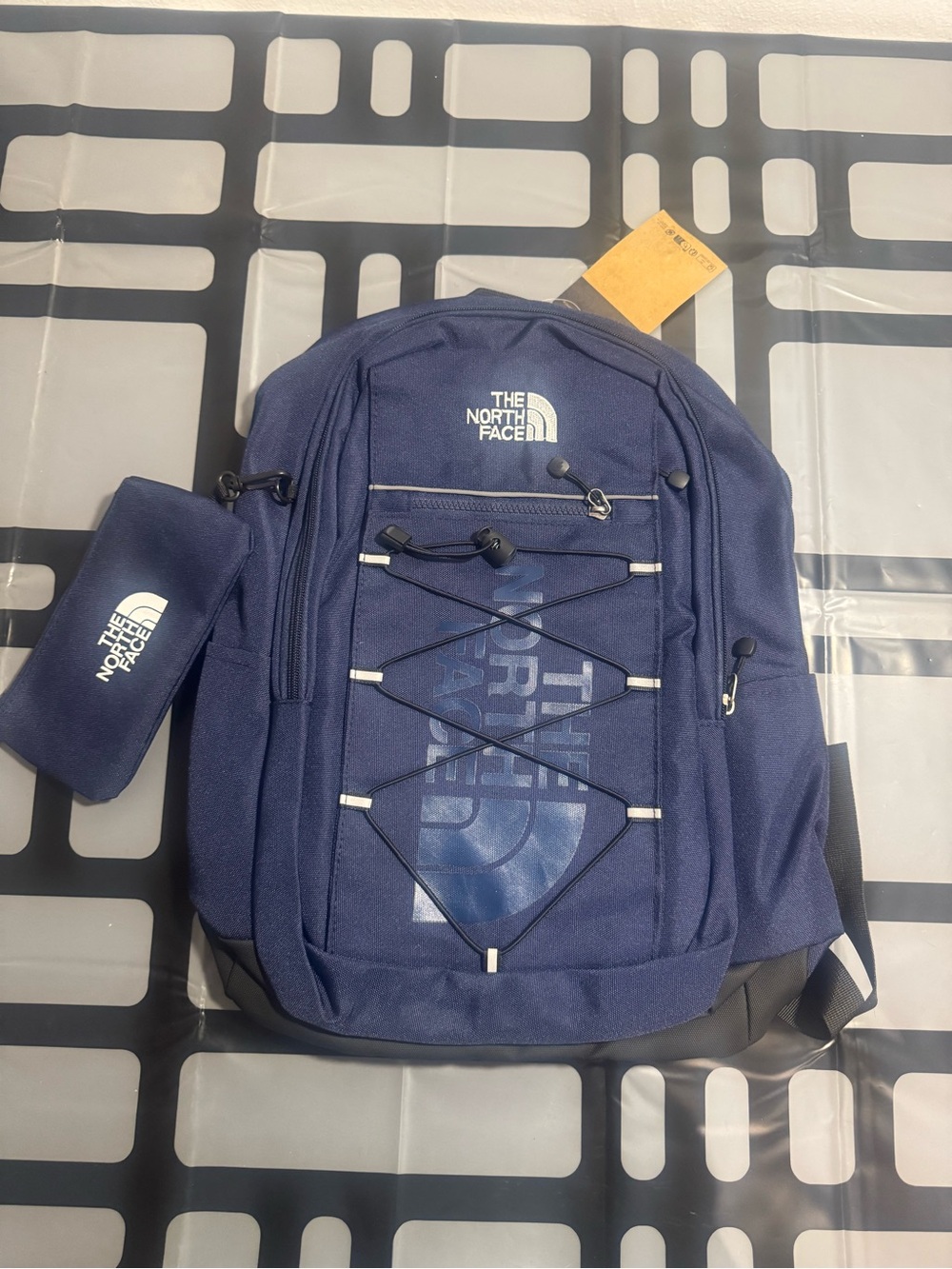 The North Face Navy Blue Travel Backpack with Front Bungee and Removable Pouch